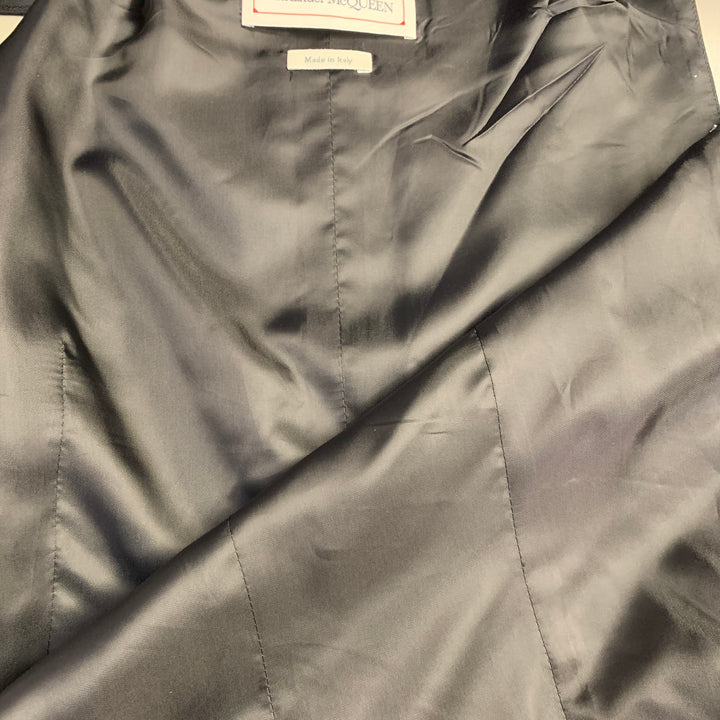 ALEXANDER MCQUEEN Size 42 Black Wool Asymmetrical Peak Lapel Vest