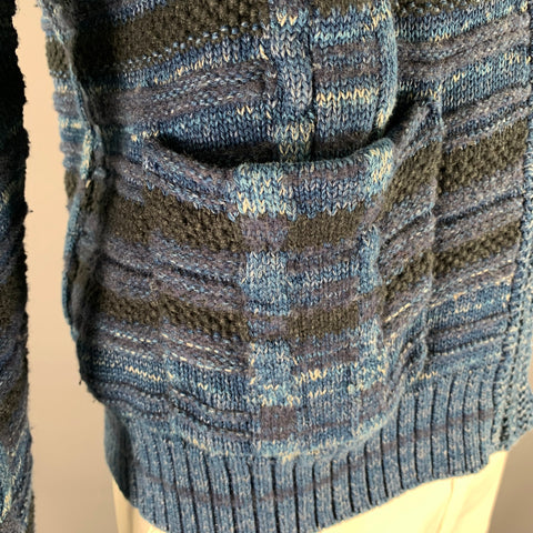 RRL by RALPH LAUREN Size L Navy Indigo Cable Knit Cotton Linen Wool Sweater