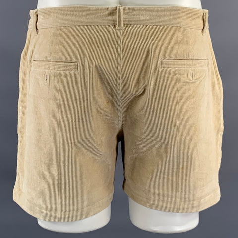 PARKE & RONEN Size 32 Cream Corduroy Cotton Spandex Short Shorts