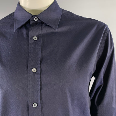 PAUL SMITH Size XL Navy Geometric Cotton Long Sleeve Shirt