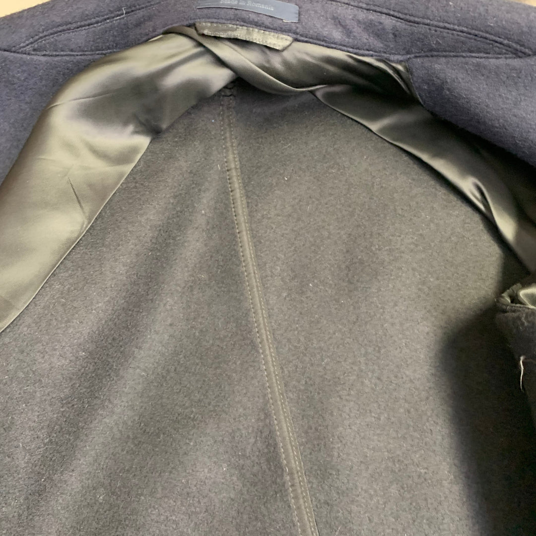 LANVIN Size 40 Navy Black Two Toned Wool Blend Snaps Sport Coat