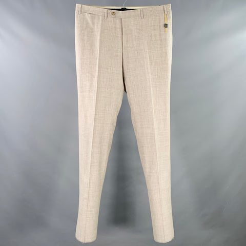 CANALI Size 37 Grey Taupe Wool Blend Flat Front Dress Pants
