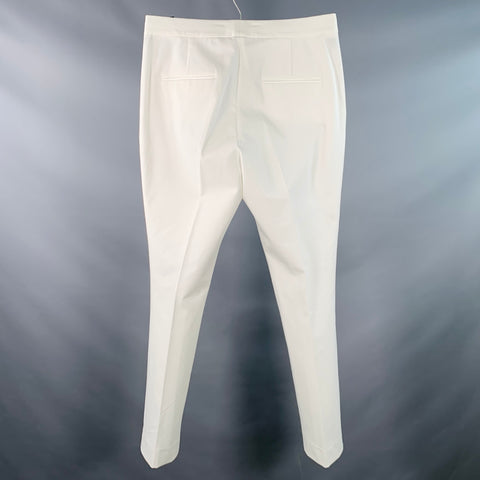 HELMUT LANG Size 32 White Cotton Blend Slim Tapered Zip Fly Dress Pants