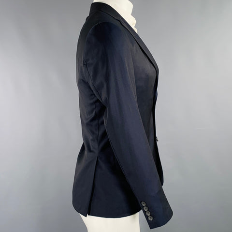 ZIGNONE Blazer en laine bleu marine, taille 38, simple boutonnage