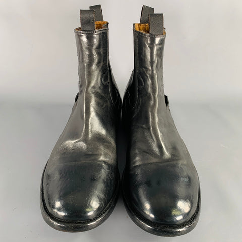 OFFICINE CREATIVE Size 10 Black Leather Chelsea Boots