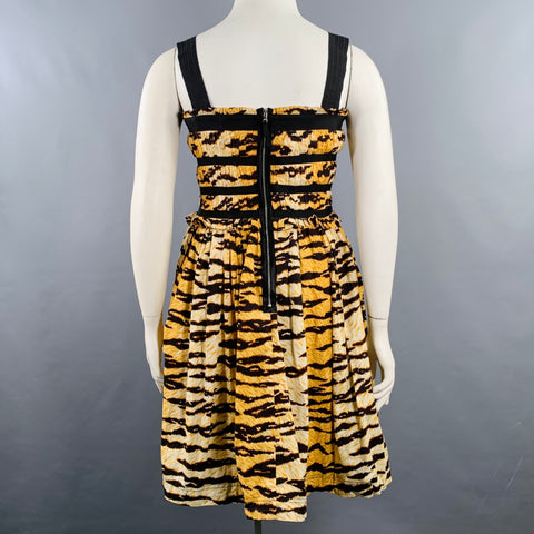 D&G by DOLCE & GABBANA Size 12 Yellow Black Cotton Blend Tiger Two Pockets Dress