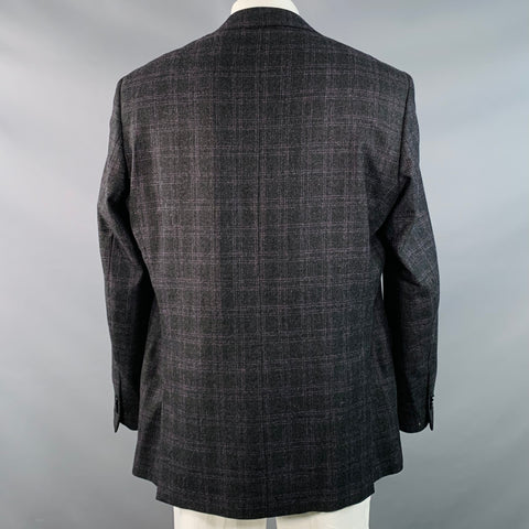 JOHN BRAY Taille 48 Coupe Classique Veste de Sport Cachemire Carreaux Noirs et Violets