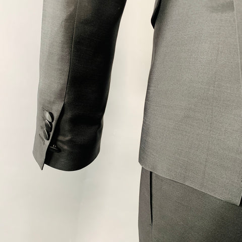 DSQUARED2 Size 38 Black Wool Silk Peak Lapel Suit