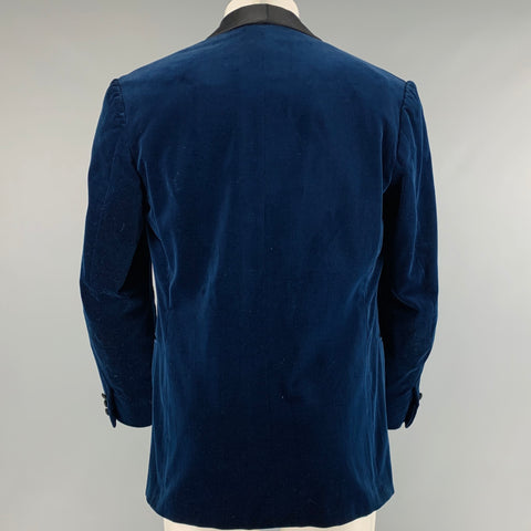 DUNHILL Size 40 Blue Velvet Shawl Collar Sport Coat