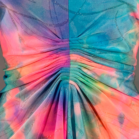 SIES MARJAN Size M Multi Color Polyamide Blend Tie Dye Long Sleeve Ruched Dress