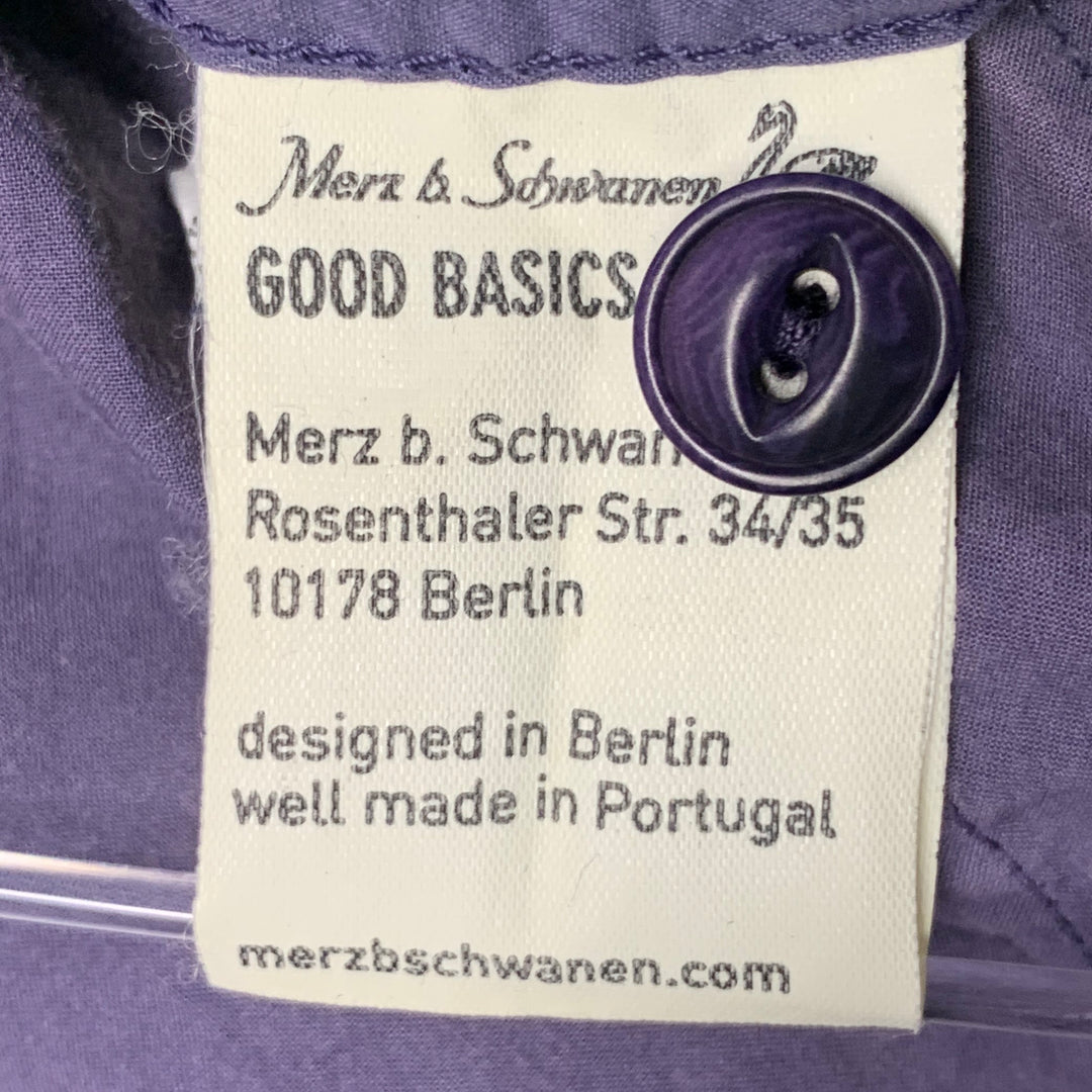 MERZ B. SCHWANEN Size XL Purple Cotton One Pocket Long Sleeve Shirt