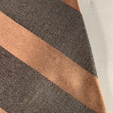 DONNA KARAN Brown Black Diagonal Stripe Italian Silk Tie
