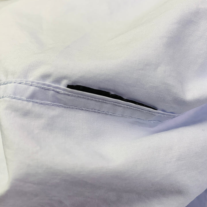 THE KOOPLES Size L Blue Hidden Buttons Fitted Short Sleeve Shirt