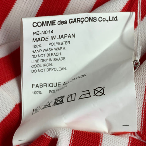 COMME des GARCONS HOMME PLUS Size L Red White Stripe Polyester Cardigan