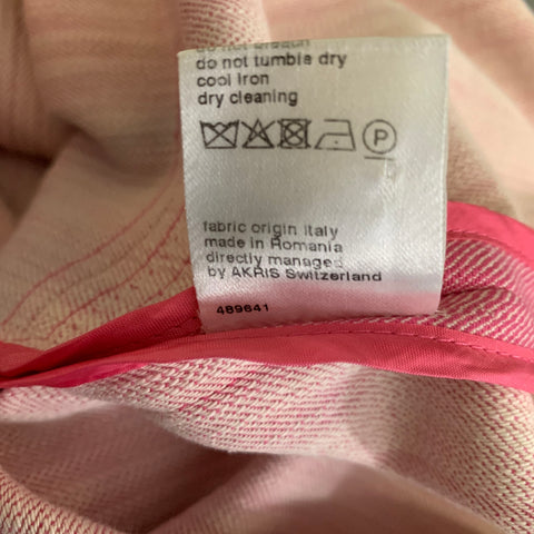 AKRIS Size 8 Pink Cotton  Elastane Contrast Stitch Belted Dress