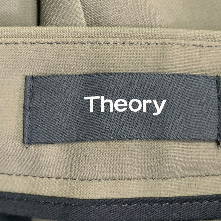 THEORY Size 30 Zaine Brown Taupe Polyamide Blend Flat Front Slim Tapered Casual Pants