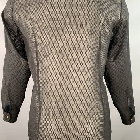 ETRO Size S Black See Through Geometric Long Sleeve Shirt