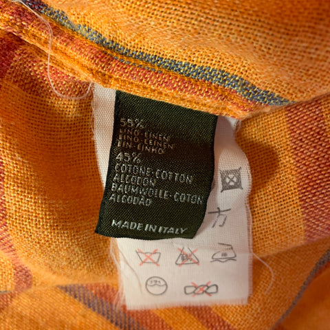 ERMENEGILDO ZEGNA Size L Orange Red & Blue Plaid Short Sleeve Shirt