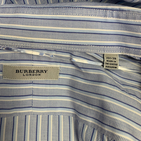 BURBERRY LONDON Size M Blue White Stripe Cotton French Cuff Long Sleeve Shirt