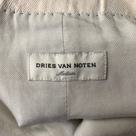 DRIES VAN NOTEN Size M Ivory Twill Linen Cotton Belted Double Breasted Blazer