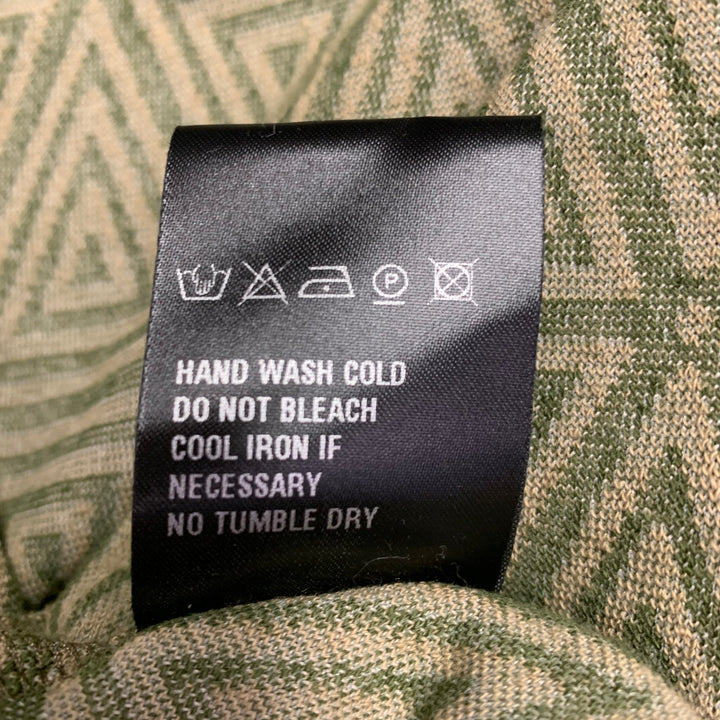 TODD SNYDER Size XL Green Taupe Triangle Cotton Blend Short Sleeve Shirt