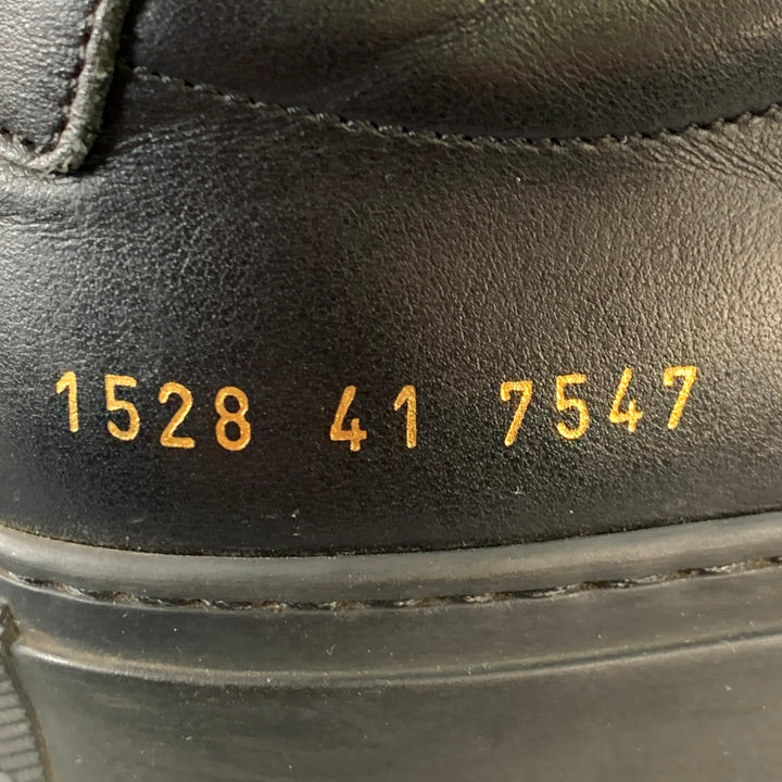 COMMON PROJECTS Size 8 Black Leather Low Top Sneakers