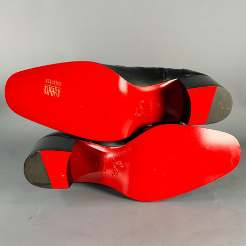 CHRISTIAN LOUBOUTIN Size 10 Mayerswing Black Leather Side Zipper Red Sole Boots