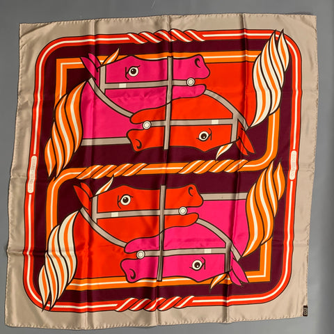 HERMES Multi-Color Print Silk Scarves