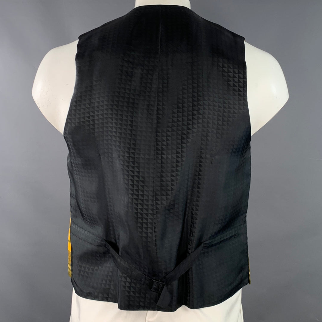 FAVOURBROOK Size 44 Yellow Black Brown Plaid Wool Formal Vest