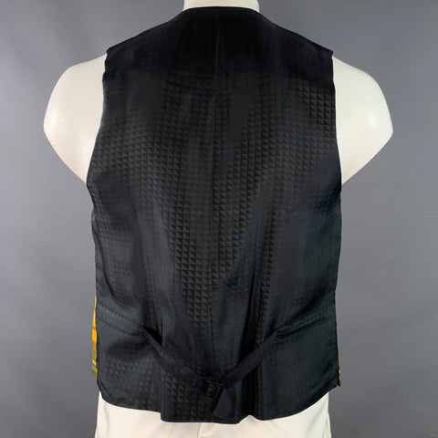 FAVOURBROOK Size 44 Yellow Black Brown Plaid Wool Formal Vest