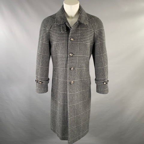 PAOLO MARTORANO Size M Charcoal Plaid Wool Raglan Sleeve Coat