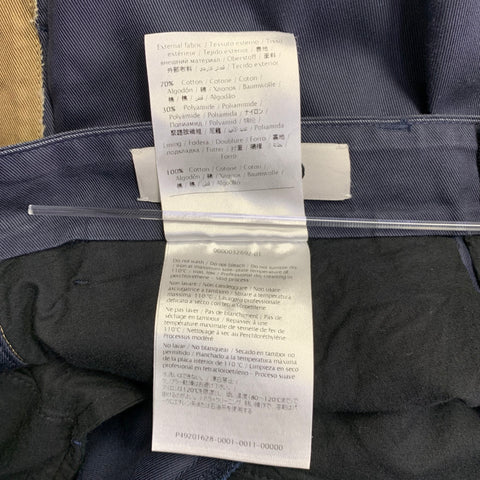 Pantalon décontracté VALENTINO taille 30 en sergé de coton mélangé bleu marine et beige, coupe fuselée, braguette zippée.