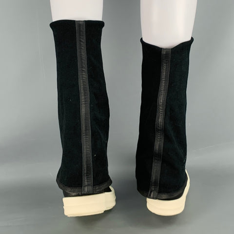 RICK OWENS Talla 6 Botas medias sin cordones de cuero blanco y negro