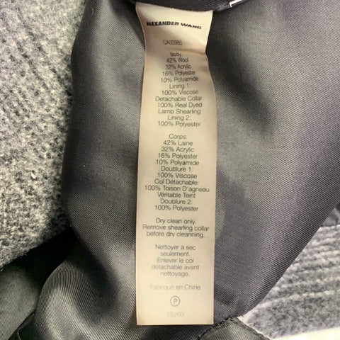 ALEXANDER WANG Size 0 Grey Black White Wool Blend Plaid Jacket