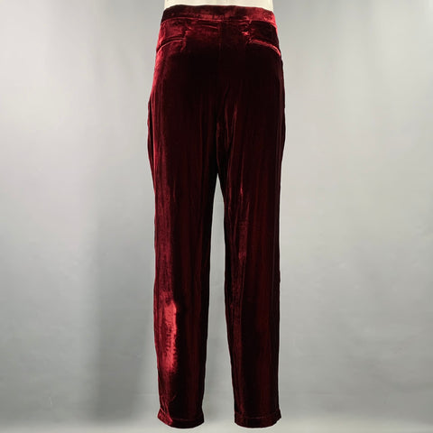 EMPORIO ARMANI Size 36 Burgundy Velvet Viscose Blend Zip Fly Dress Pants