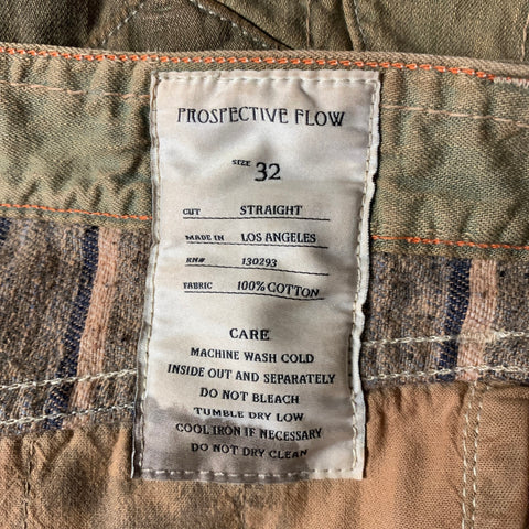PROSPECTIVE FLOW Size 32 Brown Blue Distressed Cotton Straight leg Jeans