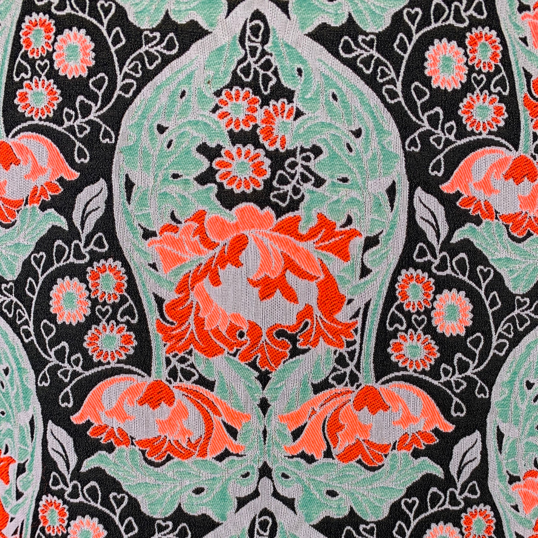 ZAC POSEN Size 8 Green Multi Color Cotton Blend Tapestry Sleeveless Dress