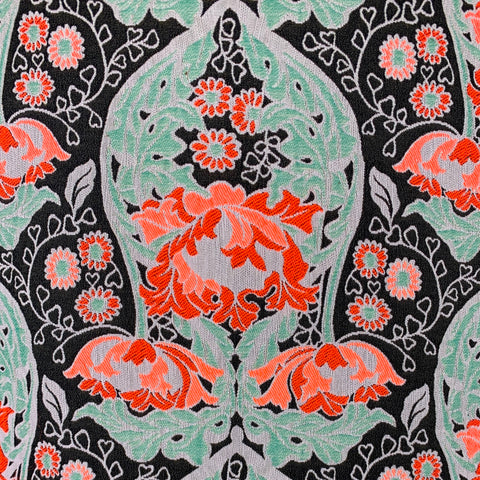 ZAC POSEN Size 8 Green Multi Color Cotton Blend Tapestry Sleeveless Dress