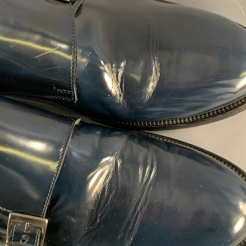 SPADA Size 12 Navy Leather Double Monk Strap Loafers