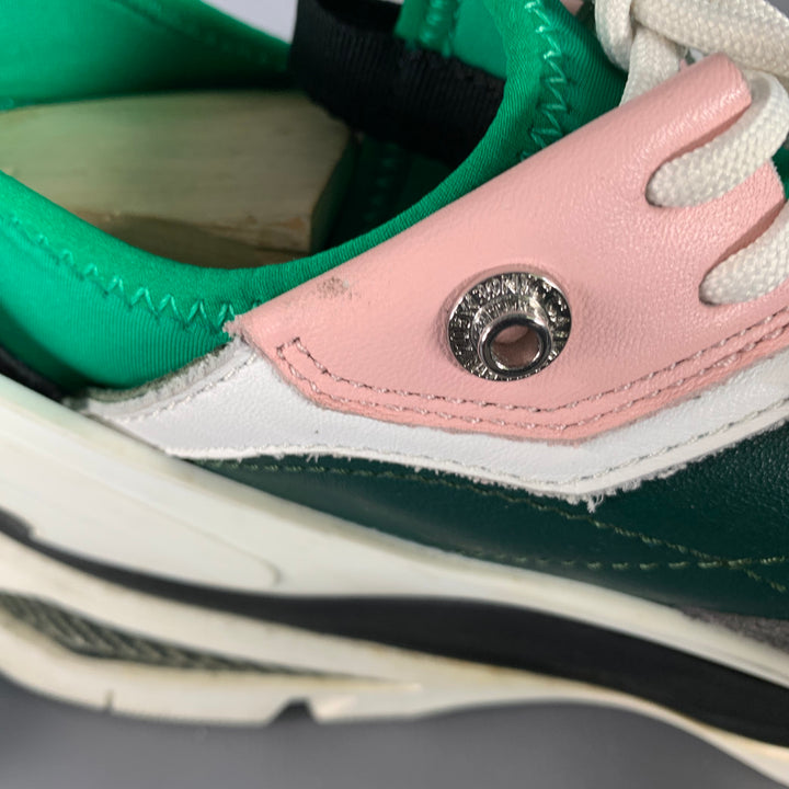 CALVIN KLEIN 205W39NYC 2018 Size 11 Green Grey Pink Color Block Leather Sneakers