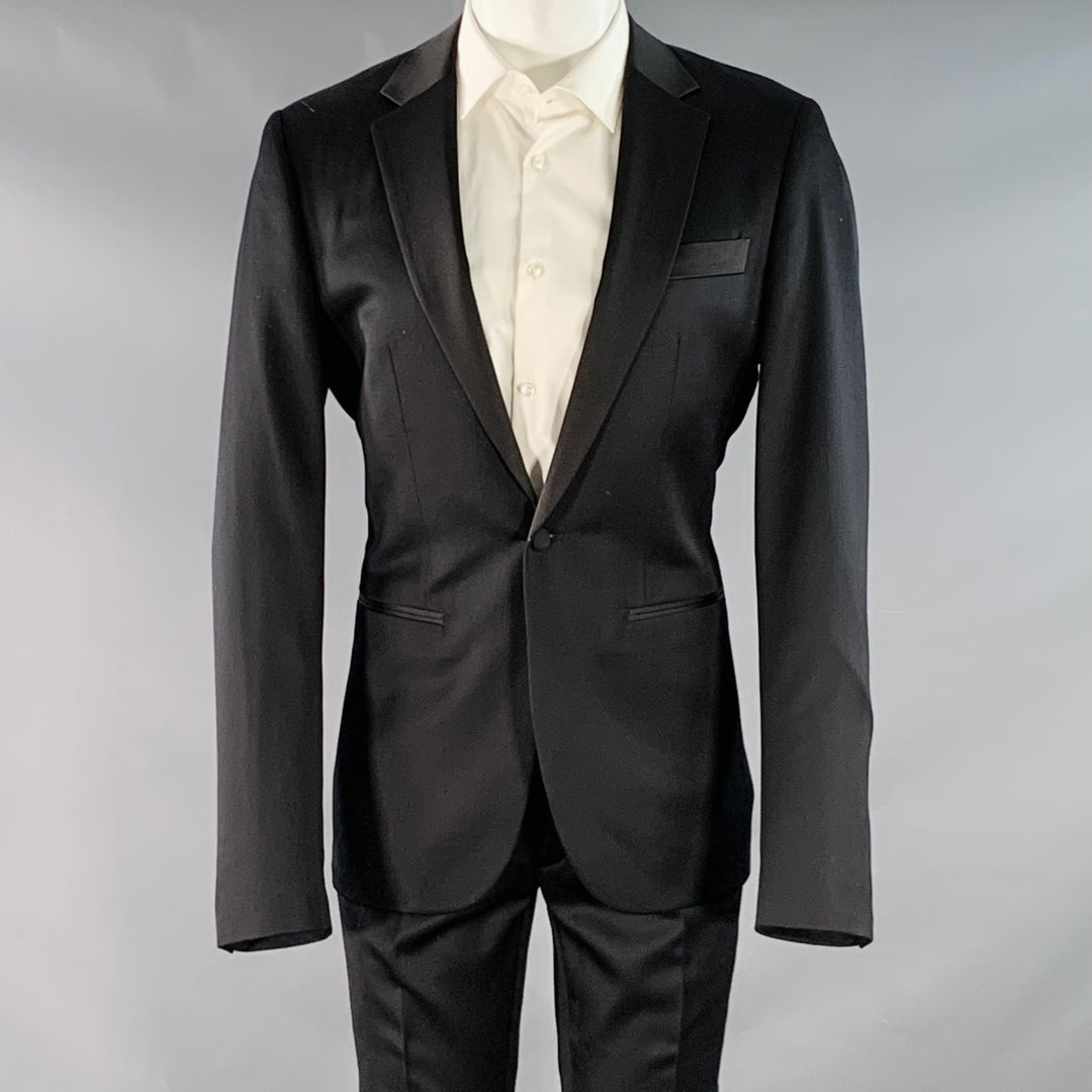INDOCHINO Size M Black Wool Notch Lapel Tuxedo