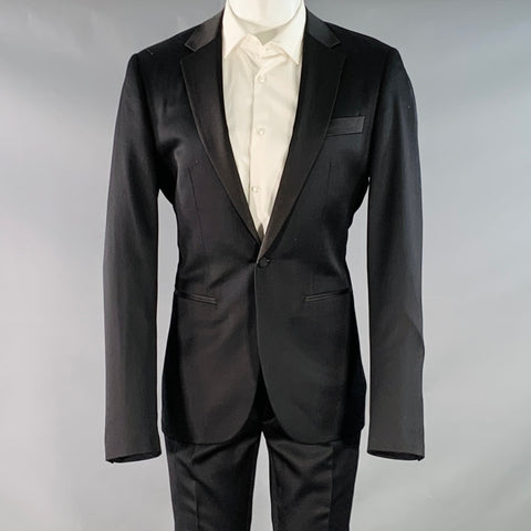 INDOCHINO Size M Black Wool Notch Lapel Tuxedo