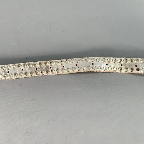MICHAEL MORRISON Size L Silver Studded Leather Rhinestones Cowboy Belt