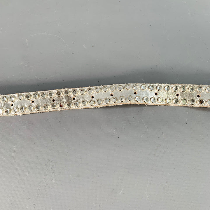 MICHAEL MORRISON Size L Silver Studded Leather Rhinestones Cowboy Belt