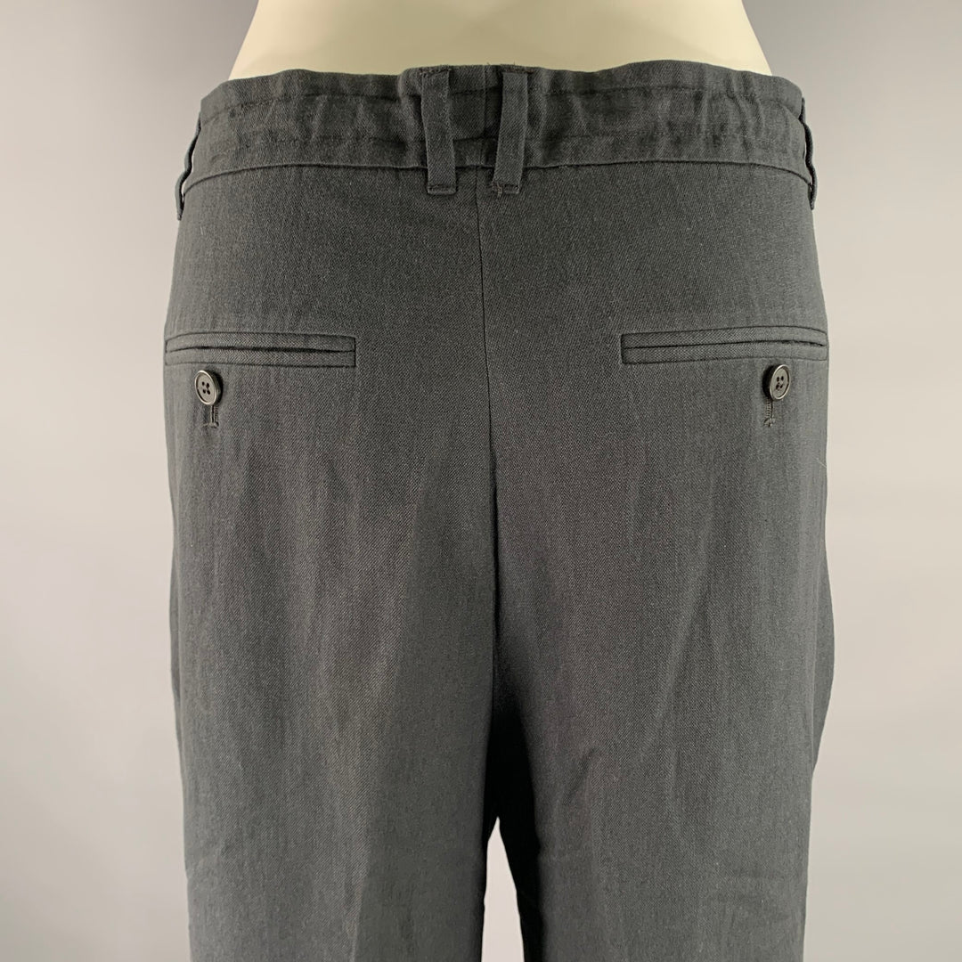 THE ROW Size 10 Navy Silk Linen Drawstring Pants