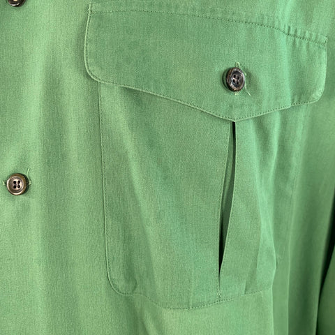 ISSEY MIYAKE Vintage Size L Green Blue Stripe Cotton One Pocket Long Sleeve Shirt