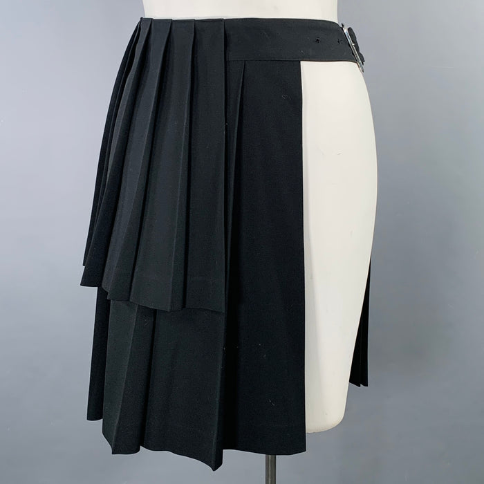 Y's by YOHJI YAMAMOTO Size L Black Wool Pleated Wrap Around Skirt