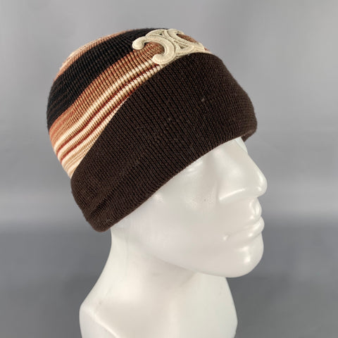 CELINE Size One Size Brown Tan Stripe Wool Hats