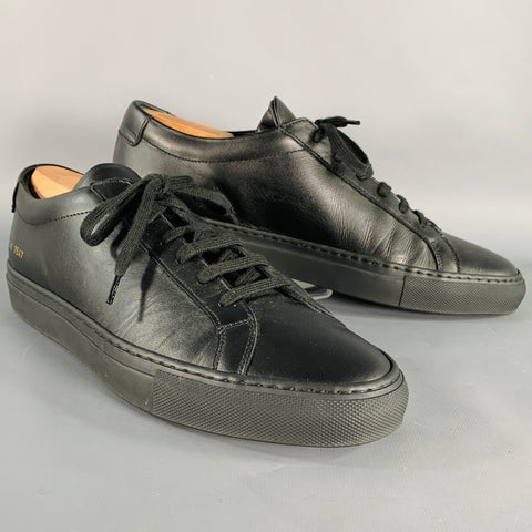 COMMON PROJECTS Size 8 Black Leather Low Top Sneakers