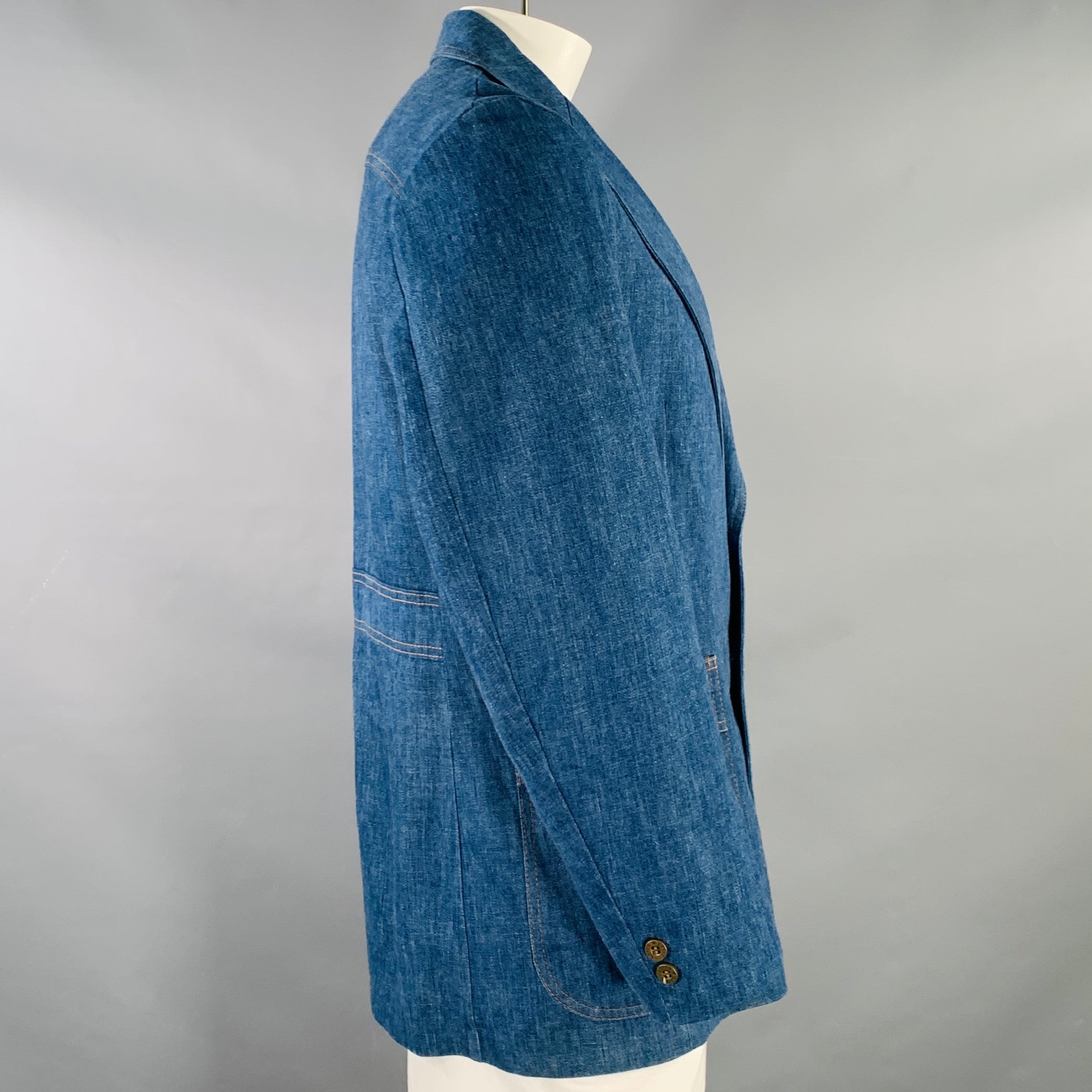 LEVI STRAUSSSize 42 Blue Contrast Stitch Denim Jacket – Sui